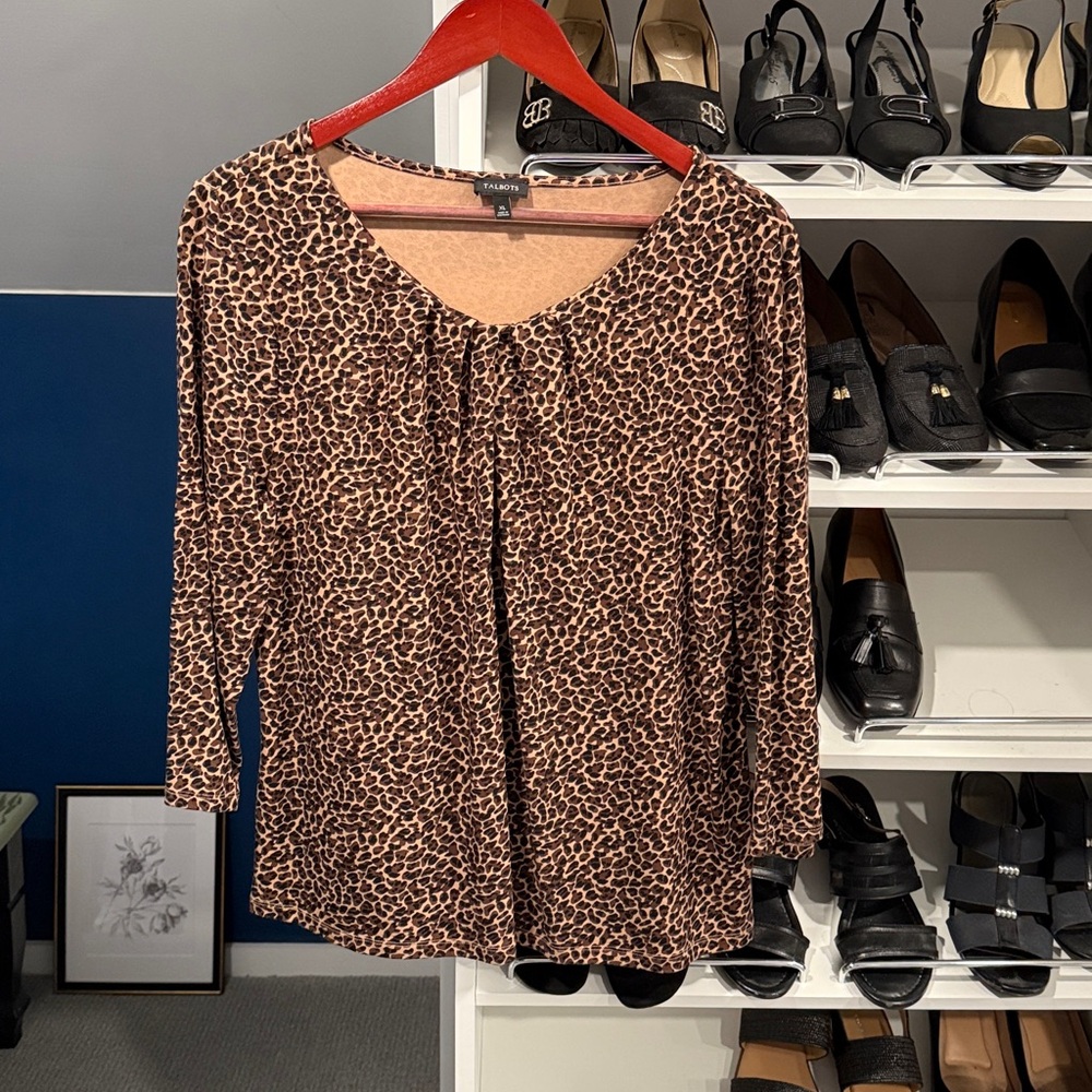Talbots Brown Leopard Print Blouse